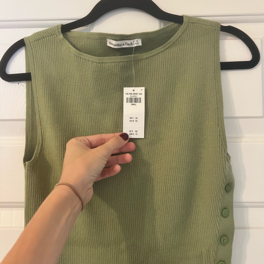 Abercrombie & Fitch Olive Green Ribbed Tank Top